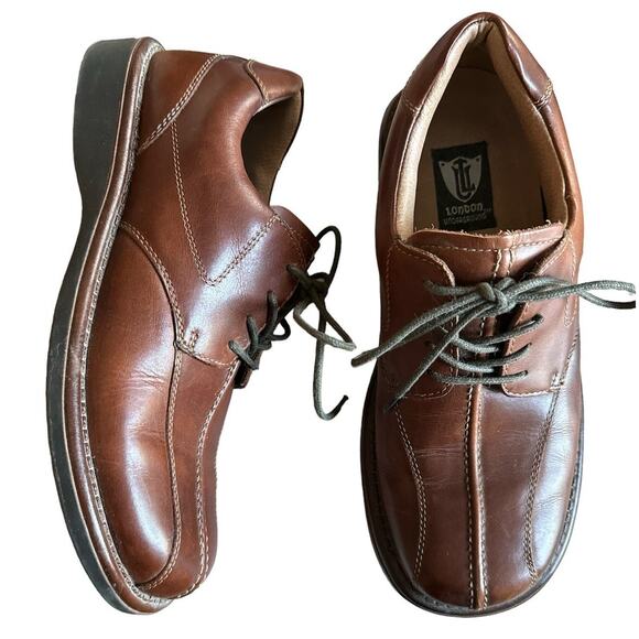 Vintage London Underground Report Brown Leather Oxford Dress Shoes size 9 - Picture 1 of 10